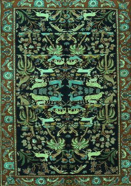 Animal Turquoise Traditional Rug, tr1920turq