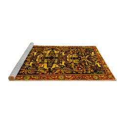 Sideview of Machine Washable Animal Yellow Traditional Rug, wshtr1920yw