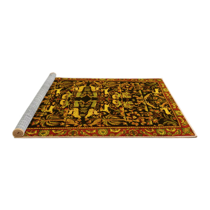 Sideview of Machine Washable Animal Yellow Traditional Rug, wshtr1920yw