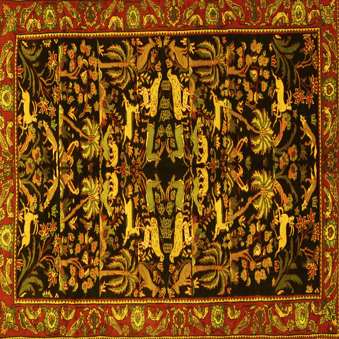 Square Machine Washable Animal Yellow Traditional Rug, wshtr1920yw