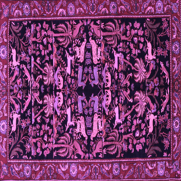 Square Machine Washable Animal Purple Traditional Area Rugs, wshtr1920pur
