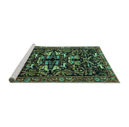 Sideview of Machine Washable Animal Turquoise Traditional Area Rugs, wshtr1920turq