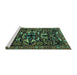 Sideview of Machine Washable Animal Turquoise Traditional Area Rugs, wshtr1920turq