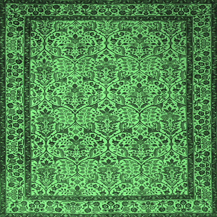 Square Machine Washable Persian Emerald Green Traditional Area Rugs, wshtr1921emgrn