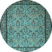 Round Machine Washable Persian Light Blue Traditional Rug, wshtr1921lblu