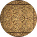 Round Persian Brown Traditional Rug, tr1921brn