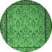 Round Persian Emerald Green Traditional Rug, tr1921emgrn