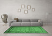 Machine Washable Persian Emerald Green Traditional Area Rugs in a Living Room,, wshtr1921emgrn