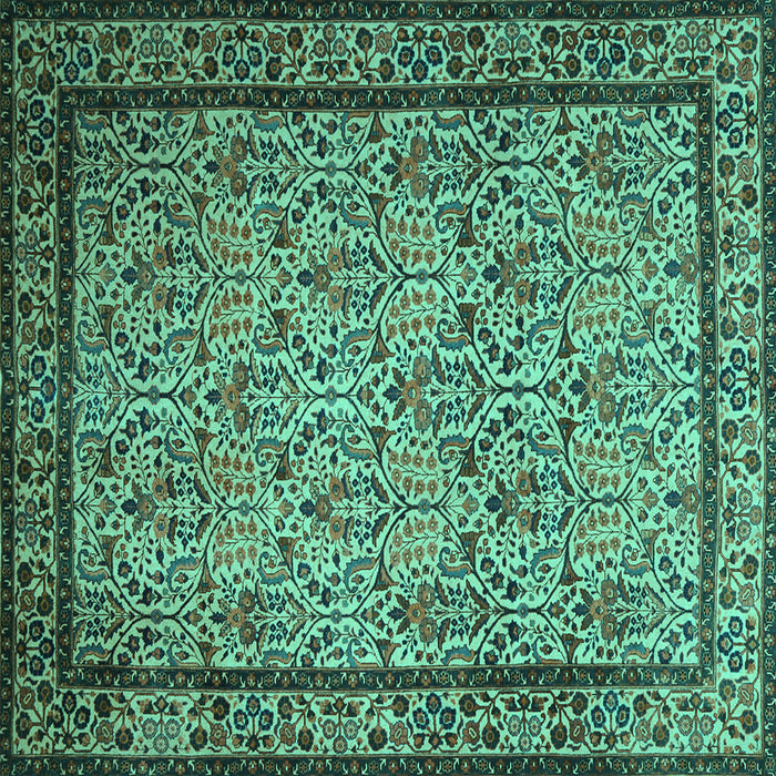Square Machine Washable Persian Turquoise Traditional Area Rugs, wshtr1921turq