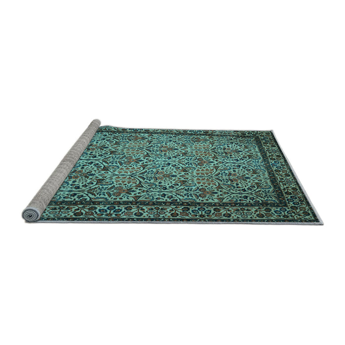 Sideview of Machine Washable Persian Light Blue Traditional Rug, wshtr1921lblu