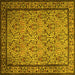 Square Machine Washable Persian Yellow Traditional Rug, wshtr1921yw