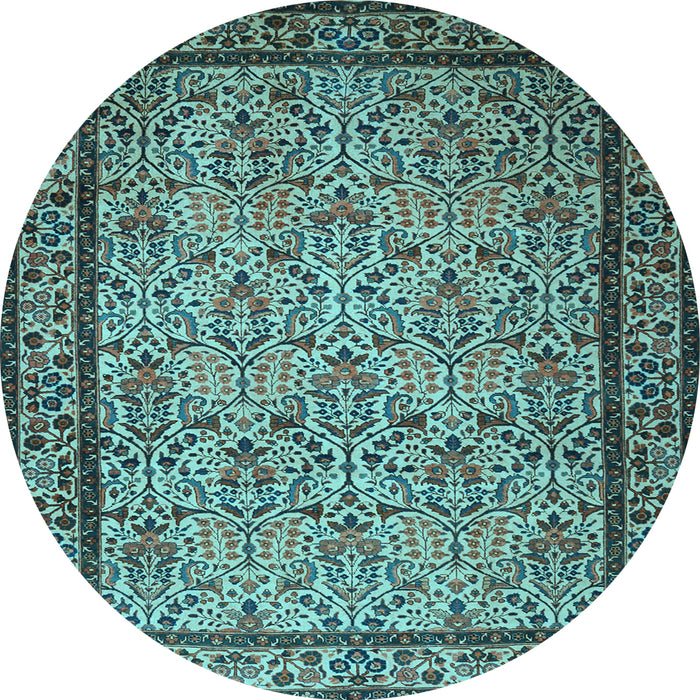 Round Persian Light Blue Traditional Rug, tr1921lblu