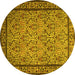 Round Persian Yellow Traditional Rug, tr1921yw