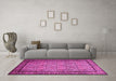 Machine Washable Persian Pink Traditional Rug in a Living Room, wshtr1921pnk