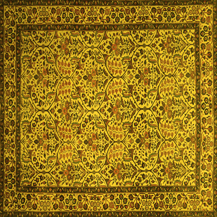 Square Persian Yellow Traditional Rug, tr1921yw