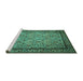 Sideview of Machine Washable Persian Turquoise Traditional Area Rugs, wshtr1921turq