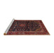 Sideview of Machine Washable Traditional Chestnut Brown Rug, wshtr1922