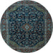 Round Persian Light Blue Traditional Rug, tr1922lblu