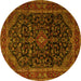 Round Machine Washable Persian Yellow Traditional Rug, wshtr1922yw