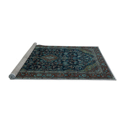 Sideview of Machine Washable Persian Light Blue Traditional Rug, wshtr1922lblu