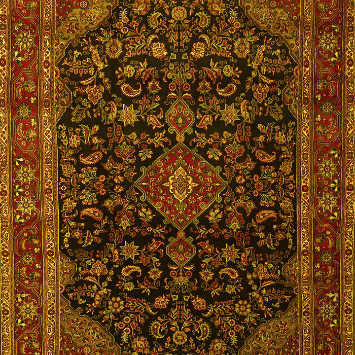 Machine Washable Persian Yellow Traditional Rug, wshtr1922yw