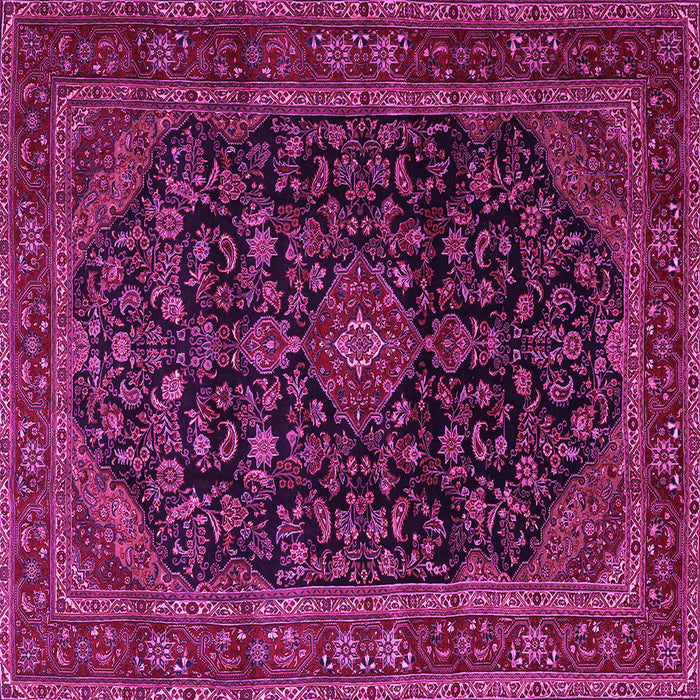 Square Machine Washable Persian Pink Traditional Rug, wshtr1922pnk