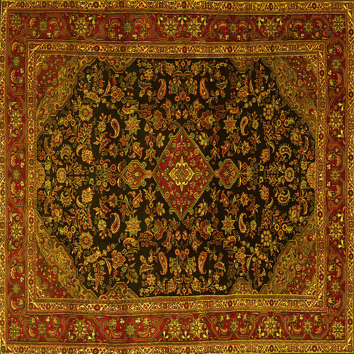 Square Machine Washable Persian Yellow Traditional Rug, wshtr1922yw
