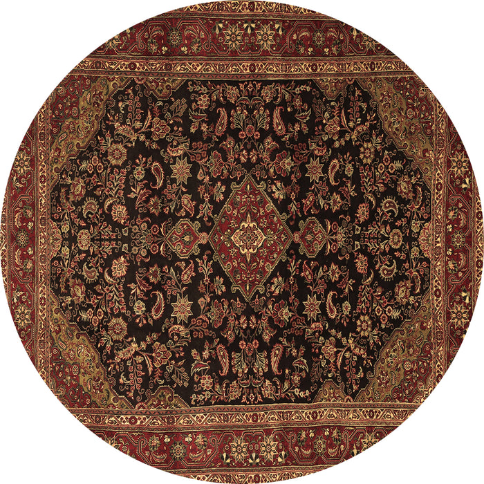 Round Persian Brown Traditional Rug, tr1922brn
