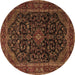 Round Persian Brown Traditional Rug, tr1922brn