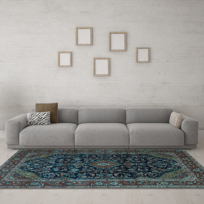 Machine Washable Persian Light Blue Traditional Rug in a Living Room, wshtr1922lblu