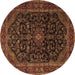 Round Machine Washable Persian Brown Traditional Rug, wshtr1922brn