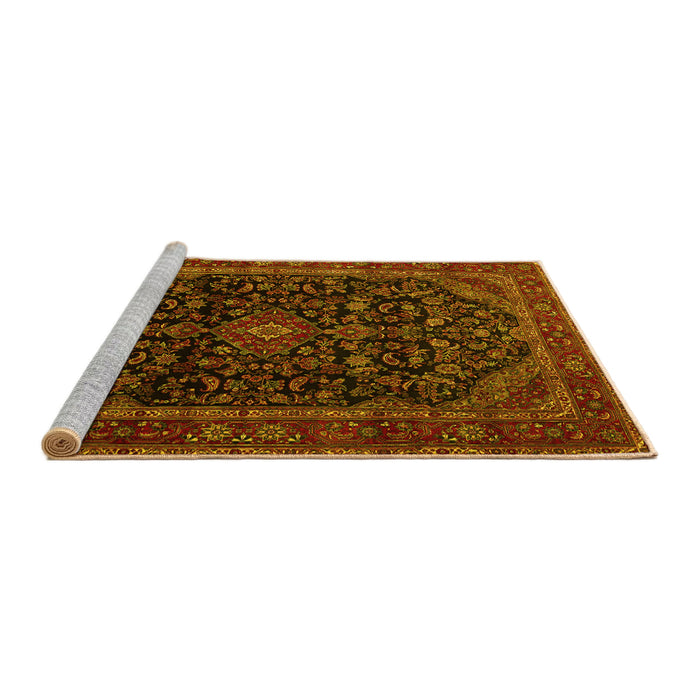 Sideview of Machine Washable Persian Yellow Traditional Rug, wshtr1922yw