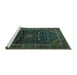 Sideview of Machine Washable Persian Turquoise Traditional Area Rugs, wshtr1922turq