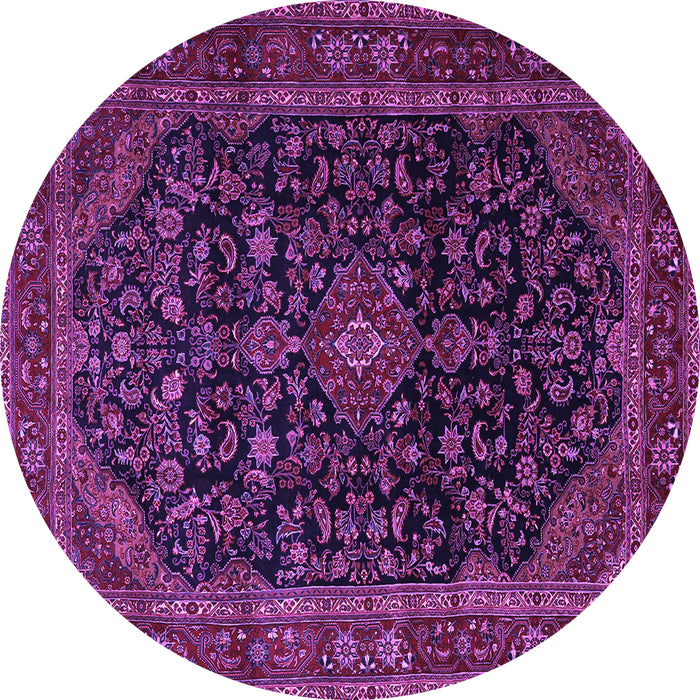 Round Persian Purple Traditional Rug, tr1922pur
