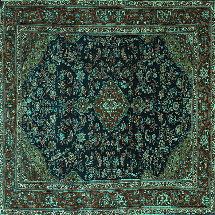 Square Persian Turquoise Traditional Rug, tr1922turq