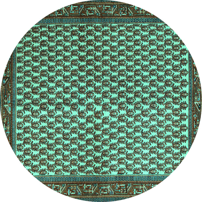 Round Persian Turquoise Traditional Rug, tr1923turq
