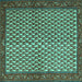 Square Machine Washable Persian Turquoise Traditional Area Rugs, wshtr1923turq