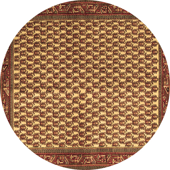 Round Machine Washable Persian Brown Traditional Rug, wshtr1923brn