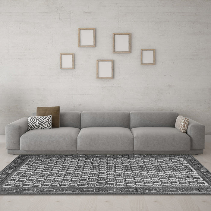 Machine Washable Persian Gray Traditional Rug in a Living Room,, wshtr1923gry