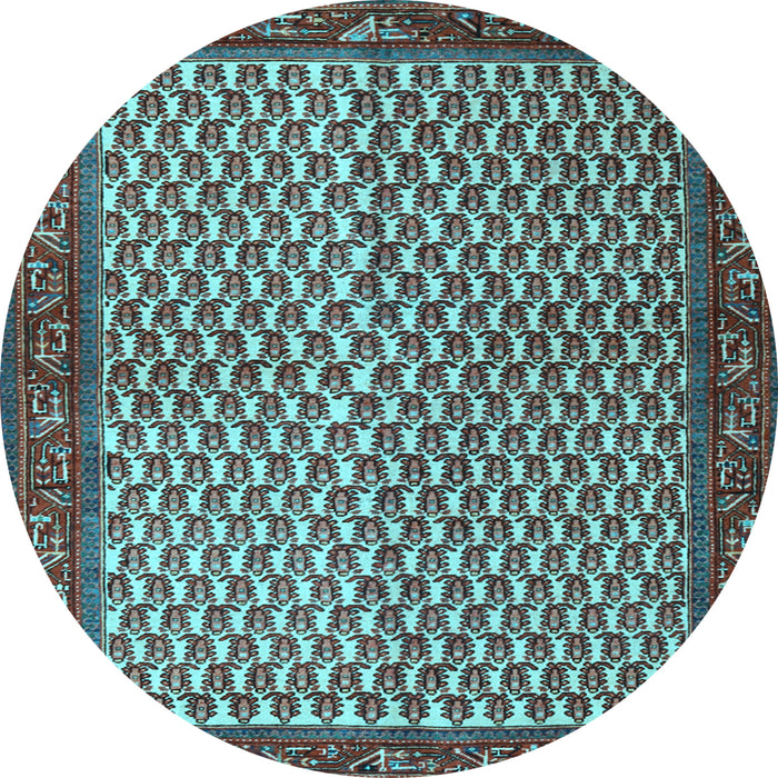Round Persian Light Blue Traditional Rug, tr1923lblu