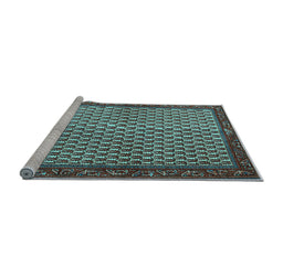 Sideview of Machine Washable Persian Light Blue Traditional Rug, wshtr1923lblu
