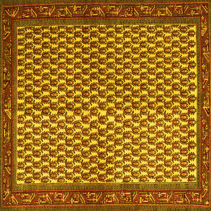 Square Machine Washable Persian Yellow Traditional Rug, wshtr1923yw