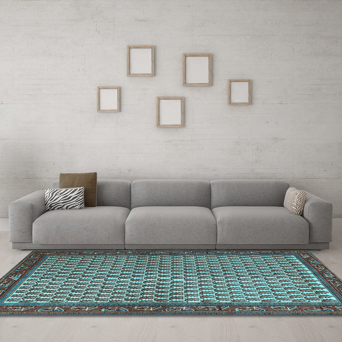 Machine Washable Persian Light Blue Traditional Rug in a Living Room, wshtr1923lblu