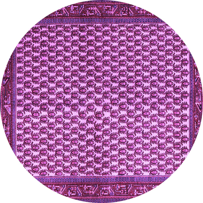 Round Machine Washable Persian Purple Traditional Area Rugs, wshtr1923pur