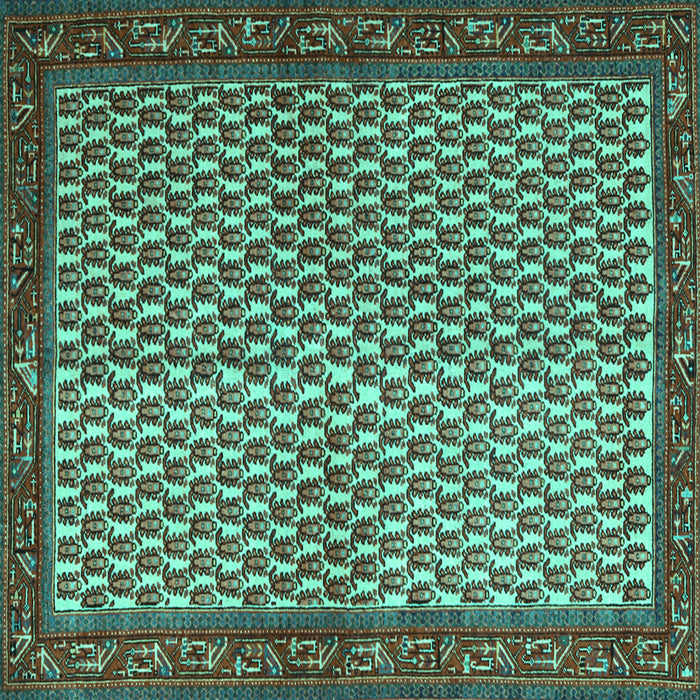 Square Persian Turquoise Traditional Rug, tr1923turq
