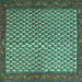 Square Persian Turquoise Traditional Rug, tr1923turq