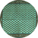 Round Machine Washable Persian Turquoise Traditional Area Rugs, wshtr1923turq