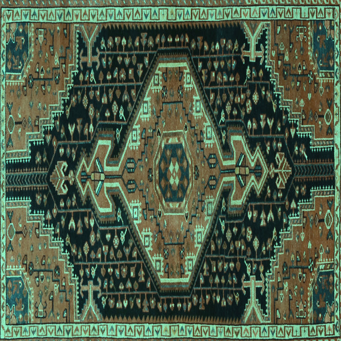 Square Persian Turquoise Traditional Rug, tr1924turq