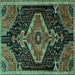 Square Persian Turquoise Traditional Rug, tr1924turq