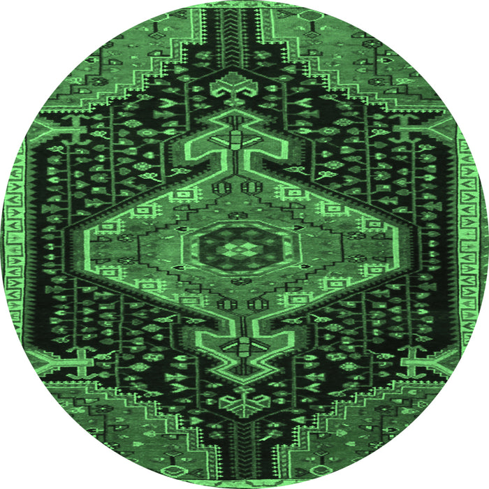 Round Persian Emerald Green Traditional Rug, tr1924emgrn